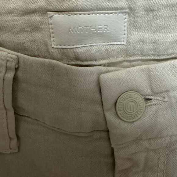 Mother Looker Ankle Fray So Far Gone Jeans Mid Rise White Pink Stripe Size 24 - Picture 10 of 15